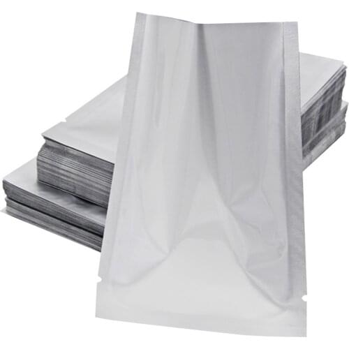 100pcs Pure Foil Vacuum Bag Tea Package Bag Food Open Top Heat Seal Storage Bag Pouches for Nuts Coffee Packing with Tear Notch