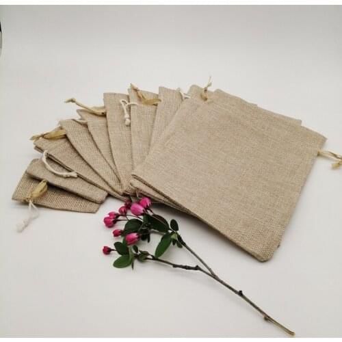 100pcs Ribbon/Cotton Jute Bag Jewelry Packaging Bag Sacks Display Bags Sachet Gift Storage Drawstring Bags Jewlery Boxes Display