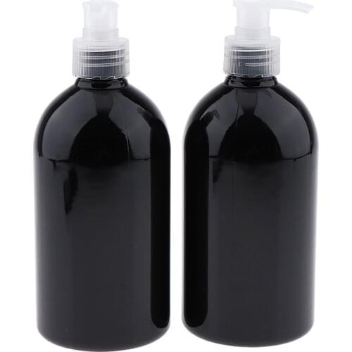 2-Pack 16 Ounce 500mL Refillable Empty PET Plastic Shampoo & Conditioner Pump Bottle Sets