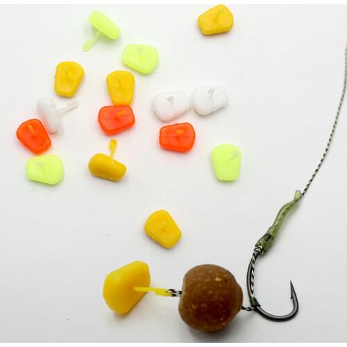 20PCS Carp Fishing Accessories Bait Stopper Boilies Bright Colour Carp Rig Fishing Tackle Hair Rig Stop Corn Stopper With Hook