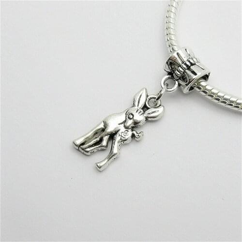 New 25pcs Deer Charm Big Hole Bead European Pendant Fit For Pandora Style Bracelets Necklace DIY Metal Jewelry Making