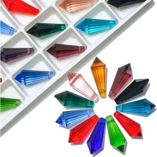 20Pcs/Lot Crystal Drop Pendant Clear 8x20mm Faceted Glass Teardrop DIY Beads Curtains Chandelier Light Jewelry Necklace Making