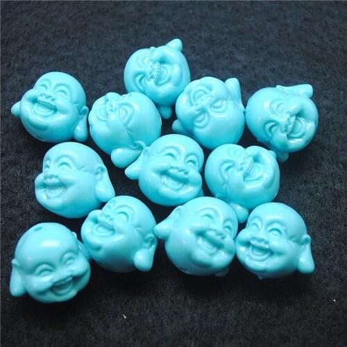 4PCS New Blue Smile Buddha Clay Beads Middle Drilled Hole 15X18MM Women Bracelets Making Good Quality Free Shipping Faster Ships