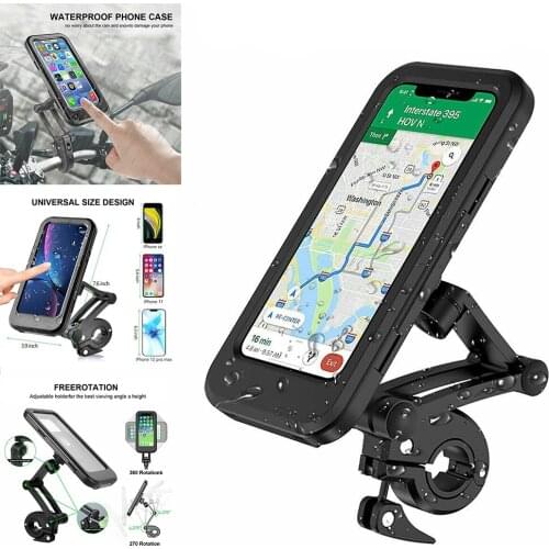 360 Degree Adjustable Waterproof Bicycle Phone Holder Universal Bike Motorcycle Handlebar Cell Phone Support Mount Bracket