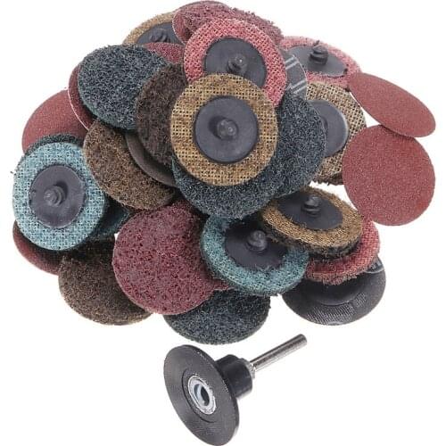 52Pcs 25000RPM 2 Inch Roloc Quick Change Sanding Disc Roll Lock Sandpaper Abrasive Disc Surface Polishing 60/80/120 Grit
