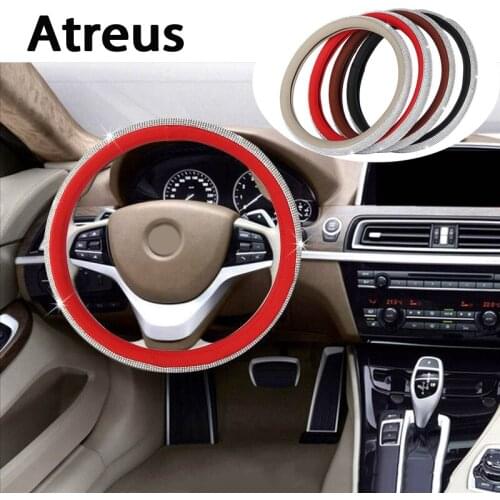 Atreus Diamond Car steering wheel covers rims Genuine styling For VW polo passat b5 b6 Mazda 3 6 cx-5 Toyota corolla Ford focus