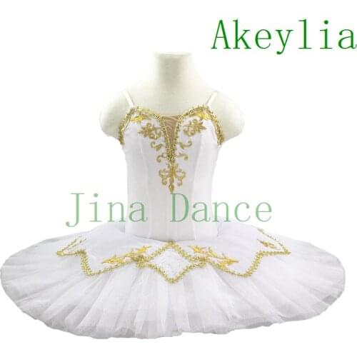 White Classical Ballet Tutu Brown Gold Trim Tutu Ballet practice Professional Ballet Tutu White Tutu For Classical Ballet Kids