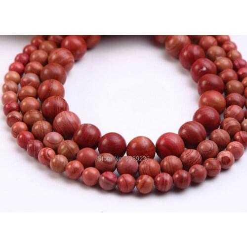 Wholesale Red Wood Stripes Natural Stone Loose Spacer Beads 6 8 10 12mm Beads for Jewelry Making