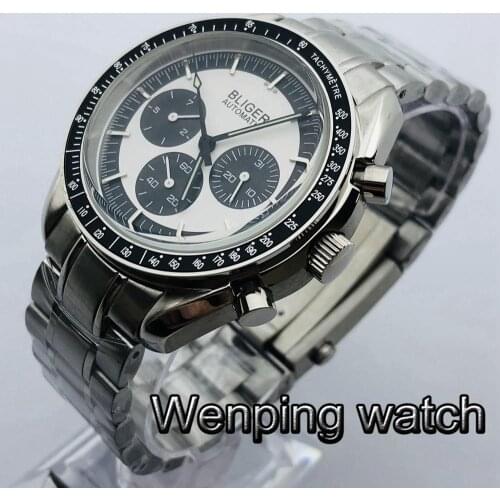 Bliger 40mm Mens Top Luxury Mechanical Watch Silver Case Luminous Dial Waterproof Stainless Steel Mens Automatic Watch