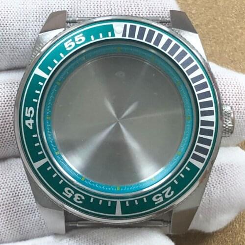 Watch 43mm sapphire glass stainless steel 316L case green inner shadow NH35 NH36 automatic movement aluminum ring mouth
