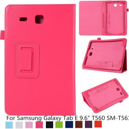 Litchi Pattern Tablet Case For Samsung Tab E 9.6" T560 SM-T561 Magnetic Flip Stand PU Leather Cover Case Protective Shell + film