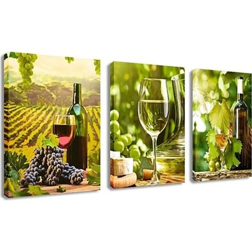 Diy Diamond Painting 3Panels Still life wine Diamond Embroidery sale Mosaic Pictures of Rhinestones restaurant decorationZP-547