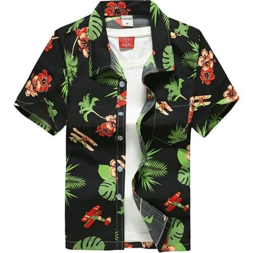 Mens Summer Beach Hawaiian Shirt 2019 Brand Short Sleeve Plus Size Floral Shirts Men Casual Holiday Vacation Clothing Camisas