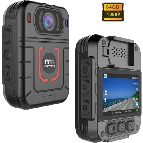 CammPro M831 HD 1296P Police Body Camera 64GB 13 Hours Recording Wearable Camera Night Vision Security Guard Personal Recorder