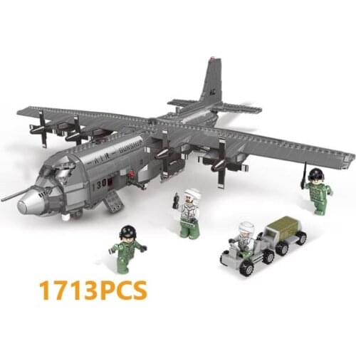 Modern Military USA AC130 Air Gunship Fighter Batisbricks Building Block Ww2 Army Air Forces Figures Airplane Bricks Toys City