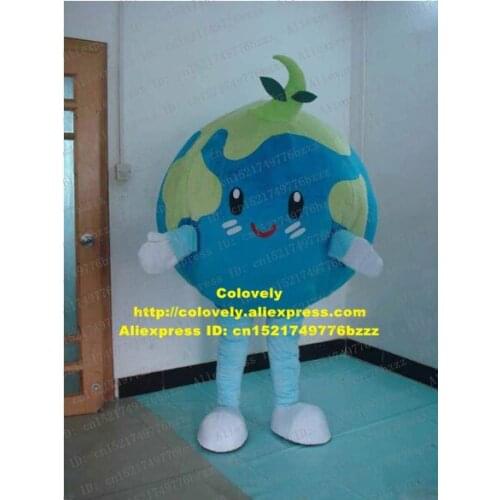 Friendly Blue Earth Mascot Costume Mascota Fancy Dress With Red Curve Pursed Mouth White Blusher White Chopine No.6405 Free Sh