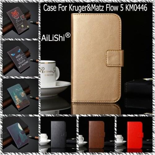 AiLiShi Leather Case For Kruger&Matz Flow 5 KM0446 Luxury Flip Protective Cover Wallet With Card Slots Flow 5 Kruger&Matz Case