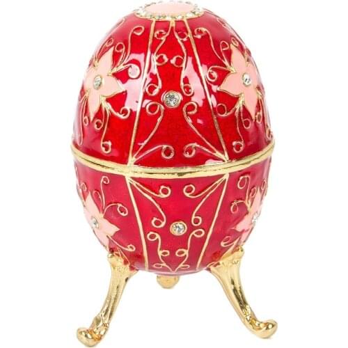 FLETCHER Brand Metal Exqusite with Flowers Style Faberge Egg for Jewelry Box