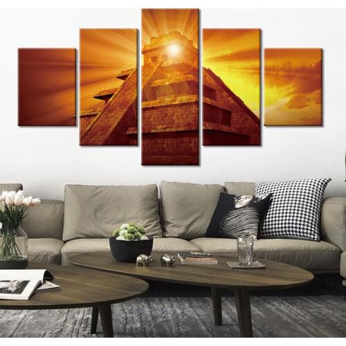 Modular Pictures Home Decoration Wall Art Canvas Mayan Mystery Pyramid Poster Decor 5 Piece Painting HD Printed Photo