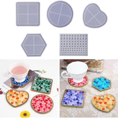 Mosaic-Coasters for Drinks Resin Casting Molds Round Mosaic-Stone Coaster Mold
