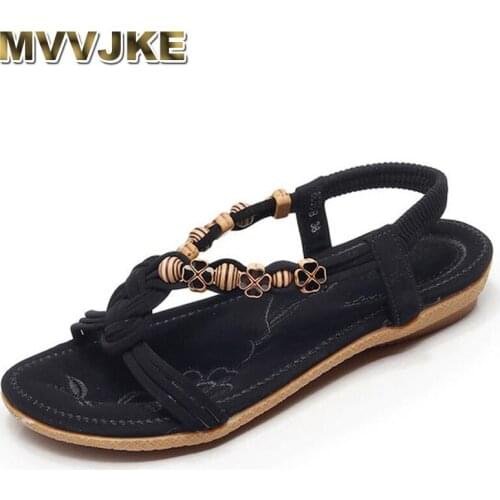 MVVJKE Simple Women Flat Sandals Summer High Quality Bohemian Women Beach Sandals Flip Flops Ladies Flat Sandals shoes