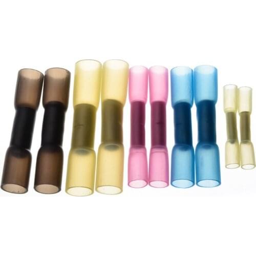 100Pcs 4size Heat Shrink Butt Wire Connectors Waterproof Seal Crimp Terminals kit 0.5mm-6.0mm2 Black Red Blue Yellow