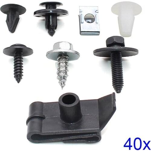 40pcs Engine Under Tray Cover Fastener Clip Car Fender Shield Bottom Splash Guard Self-tapping Screws Kit for Toyota Avensis T25
