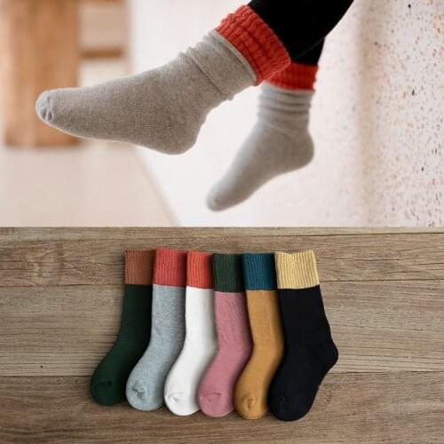Autumn winter thick cotton childrens socks for kids two-color stitching fashion knitted baby socks girls boys sock Keep warm