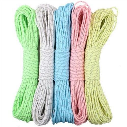 10m Colorful 4mm Luminous Parachute Cord 9 Core Lanyard Rope Umbrella Rope Camping Survival Equipment Emergency Climbing