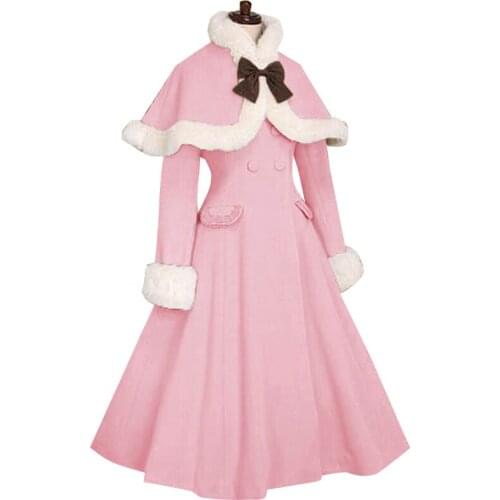 Lolita Princess Dress Autumn Winter Double-breasted Shawl Wool Overcoat Sweet Slim Coat 2018 New Custom-made Size Free Shipping
