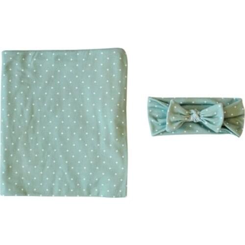 Newborn Receiving Blanket Bowknot Headband Set Baby Infant Cotton Sleeping Bag Swaddle Wrap Hairband Photography Props