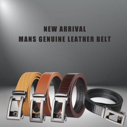 Genuine Luxury Leather Men Belt Automatic Alloy Buckle Male Belt Top Quality Genuine Cowskin Leather Golf Belt Plus Size 130cm