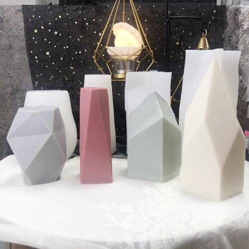 DIY Geometric Stone Shape Aromatherapy Candle Silicone Mould Plaster Candle Mold Food Grade Silicone Mold Handmade Crafts Tools