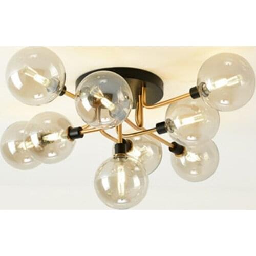 LED Ceiling Lamp Modern Glass Ball Ceiling Light for Living Room Kitchen Bedroom Home Lighting Lustre Black Chrome Copper