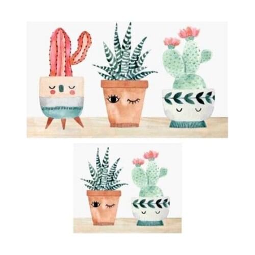 Three Cactus 2-Piece Bath Mat Set Toilet Seat Set