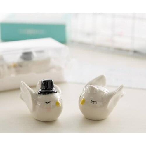 Party Favors 100pcs=50sets/LOT Bride Groom Angel Love Birds Salt and Pepper Shaker Wedding Gits for Guest SN676