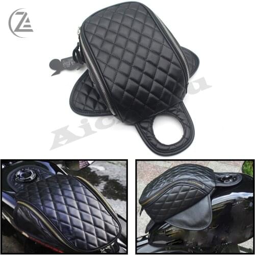 ACZ Motorcycle Waterproof Magnetic Diamond PU Leather Oil Fuel Tank Travel Bag For Harley 883 1200
