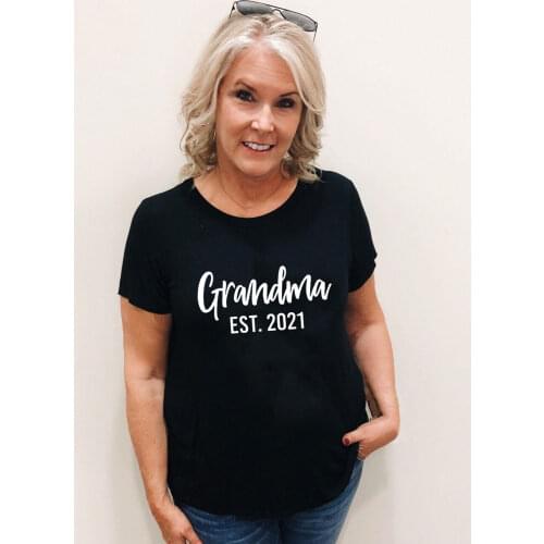 Grandma Est 2021 Women Casual T-shirt Aesthetic Short Sleeve T Shirts Female Tees Ropa De Mujer Hipster Grandmother Clothing