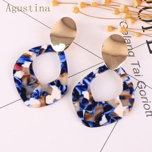 2019 Acrylic Earrings For Women Boho Statement Bohemian Long Drop Geometric Color Dangle metal Earrings Summer New Resin