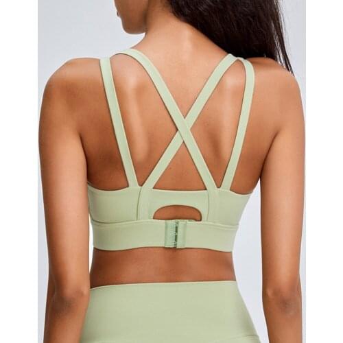 Womens High Impact Padded Sports Bras Sexy Cross Strappy Back Closure Fitness Running Bra Push Up Yoga Top Gym Clothing