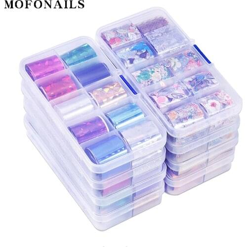 10 Rolls/box Transfer Nail Foil 10 Designs Foil Sticker Sliders Transfer Starry Foil For Decoration Nail Tips Art Sticker Foils