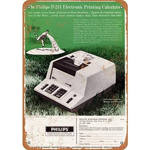 12 x 16 inches Metal Vintage Funny Tin Sign 1970 P-251 Printing Calculator