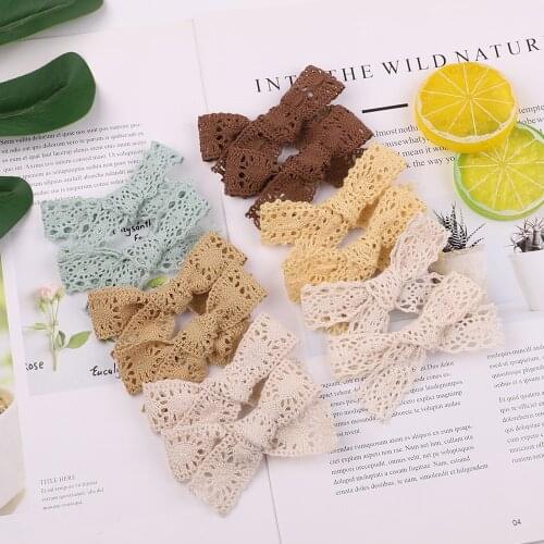 2pcs/set White Lace Bow Hair Clips Korean Cotton Hair Bows Clips For Baby Kids Lovely Barrettes Hairpin Girls Hair Accessories