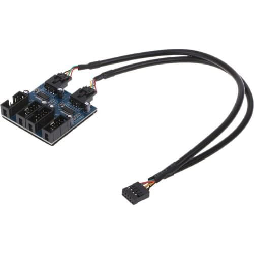 2020 New PC Case Internal 9-Pin USB 2.0 Male 1 To 4 Female Splitter PCB Chipset Extender