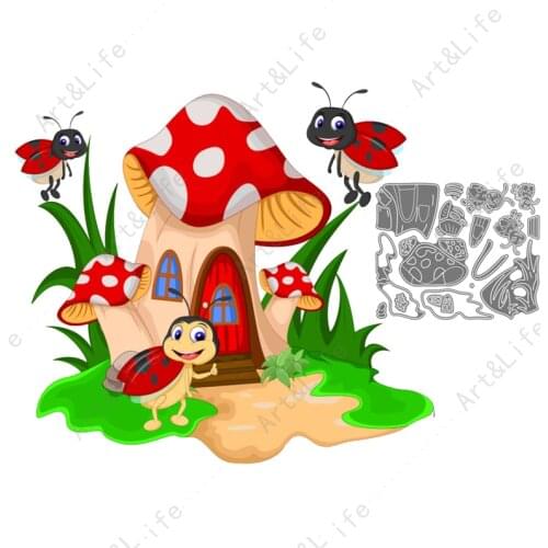 2021 New Metal Cutting Dies Scrapbooking Card Making Mushroom House Album Christmas Birthday Card Embossing Stamp and Dies