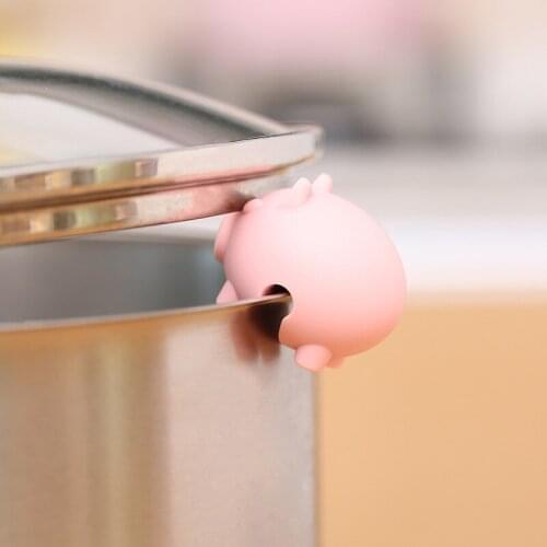 Kitchen 3 Pcs Cute Cartoon Animal Lid Lifter Keeps The Lid Open Pot Cover Overflow Preventer Heat Proof Silicone Steam Releaser
