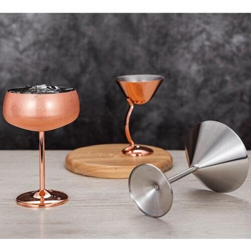 350ml Electroplated Triangle Cocktail Glass 304 Stainless Steel Red Wine Martin Cup Champagne Glasses(220ml) Drinkware Bar Tools