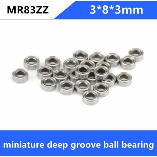 Free shipping 50/100pcs MR83ZZ MR83Z MR83 3x8x3mm miniature deep groove ball bearing 3*8*3mm