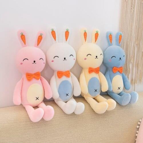 52/65/82CM Bow Tie Stuffed Rabbit Plush Soft Toys Sleeping Cartoon Stuffed Animals Doll Children Birthday Gift Kawaii Room Decor