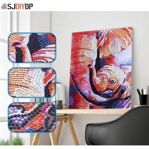 SJDIYD 5D Diamond Painting Special Shape Elephant Animal Diamond Mosaic Partial Rhinestone Cross Stitch Kits Dog Frog Home Decor